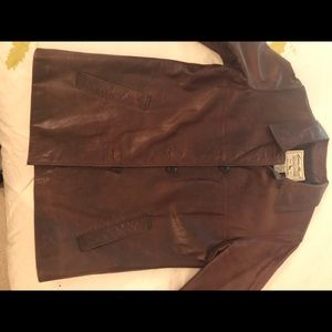 Eddie Bauer  smooth leather hip length jacket